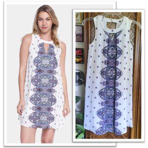 3/$15 Xhilaration Boho Paisley Sleeveless Keyhole Swing Dress NWT! - Size XS